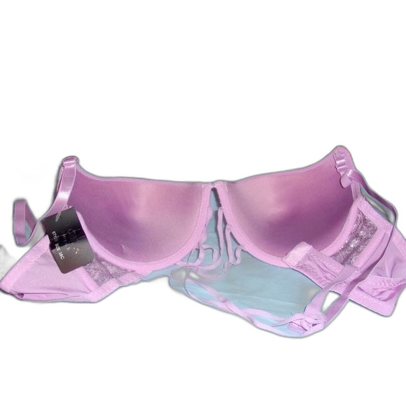 Youmita 40C Lavender Mist Metallic Lace Bra & XL Coordinating Boyshort NWT - Picture 7 of 12